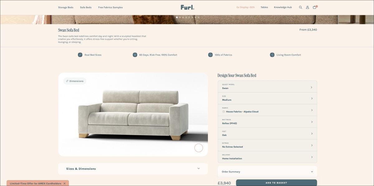 swan sofa bed by furl